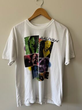 Aaliyah Colorful Collage Graphic Tee, Large